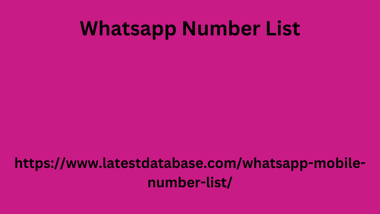 Whatsapp Number List
